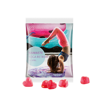 Maxitüte, Folie weiß, Trolli Fruchtgummi Herz rot