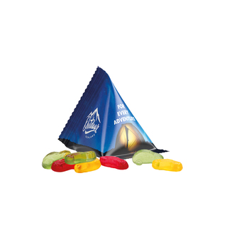 Fruchtgummi Tetraeder, Folie weiß, Trolli Fruchtgummi Autos