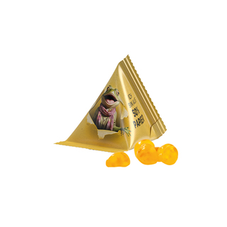 Fruchtgummi Tetraeder, Papierfolie weiß, Trolli Vitamin Fruchtgummi