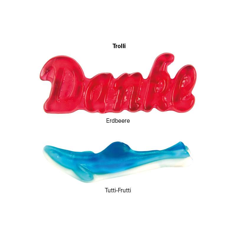Trolli Fruchtgummi "Danke", Folie mit ca. 50 % Papieranteil, weiß