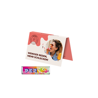 Werbekarte Visitenkartenformat, PEZ Bonbonriegel Fizzy