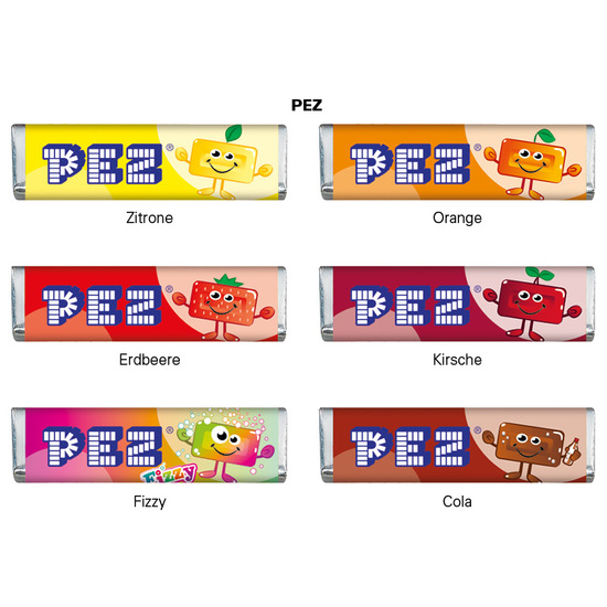 Werbekarte Visitenkartenformat, PEZ Bonbonriegel Fizzy