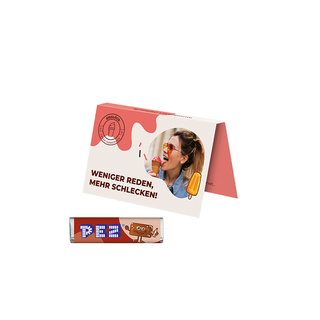 Werbekarte Visitenkartenformat, PEZ Bonbonriegel Cola