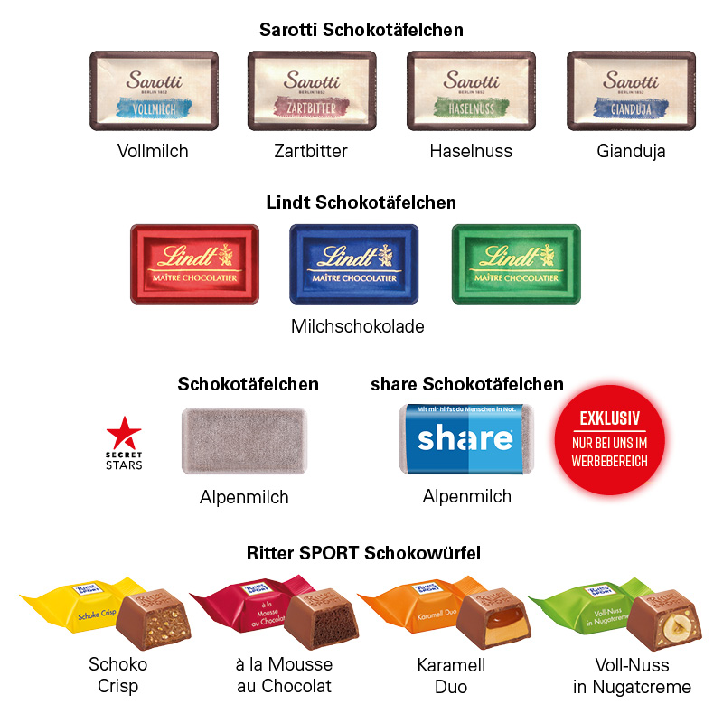 Adventskalender LKW, share Schokotäfelchen