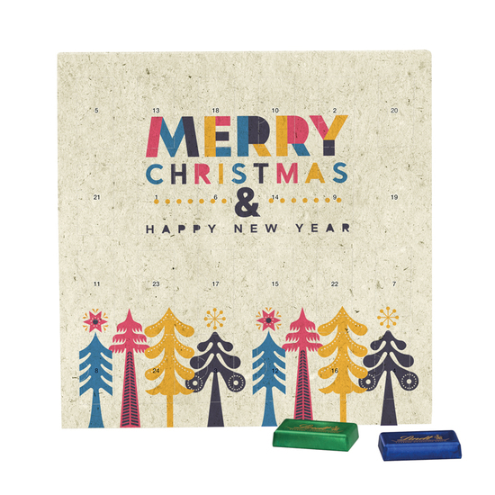 Täfelchen Adventskalender Graspapier, Lindt Schokotäfelchen