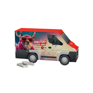 Adventskalender Transporter, Schokotäfelchen in Pergamin-Papier