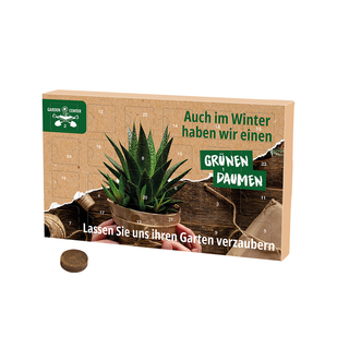 Wachsender Adventskalender Eco L, Papierblister, 24 Samentütchen & Substrattabletten
