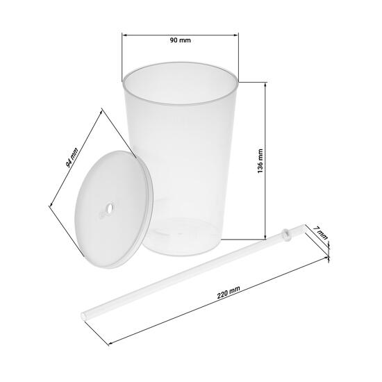 Trinkbecher "Vital", 500 ml mit Deckel und Strohhalm