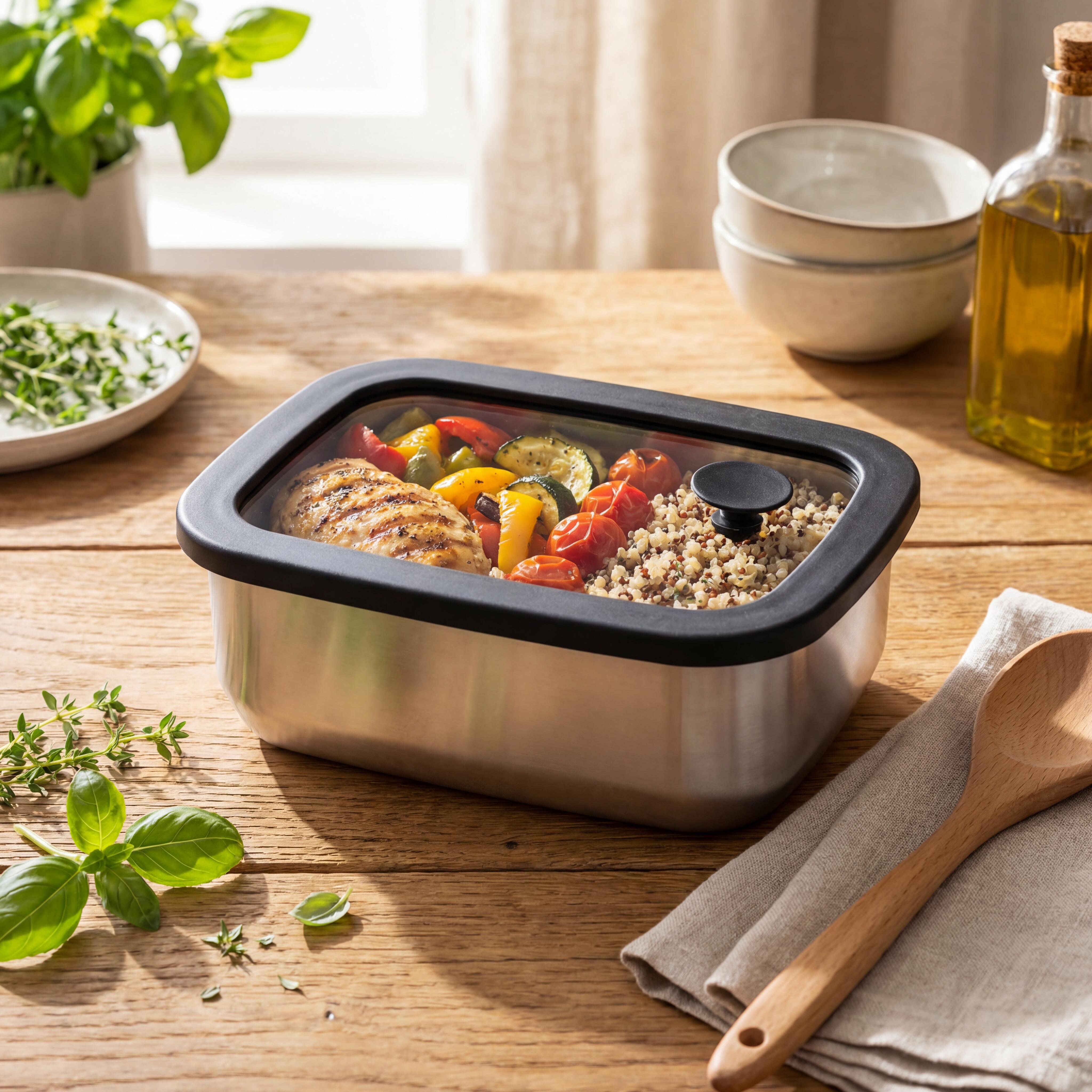 Edelstahl-Lunchbox mit Glasdeckel "RILO", 550 ml