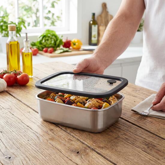 Edelstahl-Lunchbox mit Glasdeckel "RILO", 1100 ml