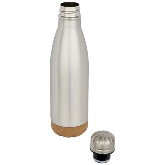 Cove 500 ml doppelwandige, vakuumisolierte Trinkflasche aus Edelstahl mit Korkdetails