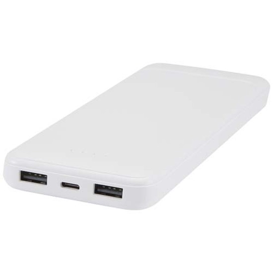 Adhil 10 W 10.000 mAh Powerbank aus recyceltem Kunststoff mit 2 integrierten Kabeln