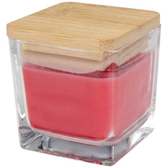 Ambra Quadratische Glaskerze mit Bambusdeckel