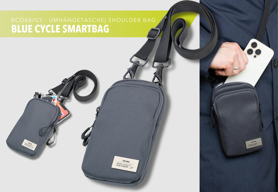 TROIKA Smartphone Umhängetasche BLUE CYCLE SMARTBAG