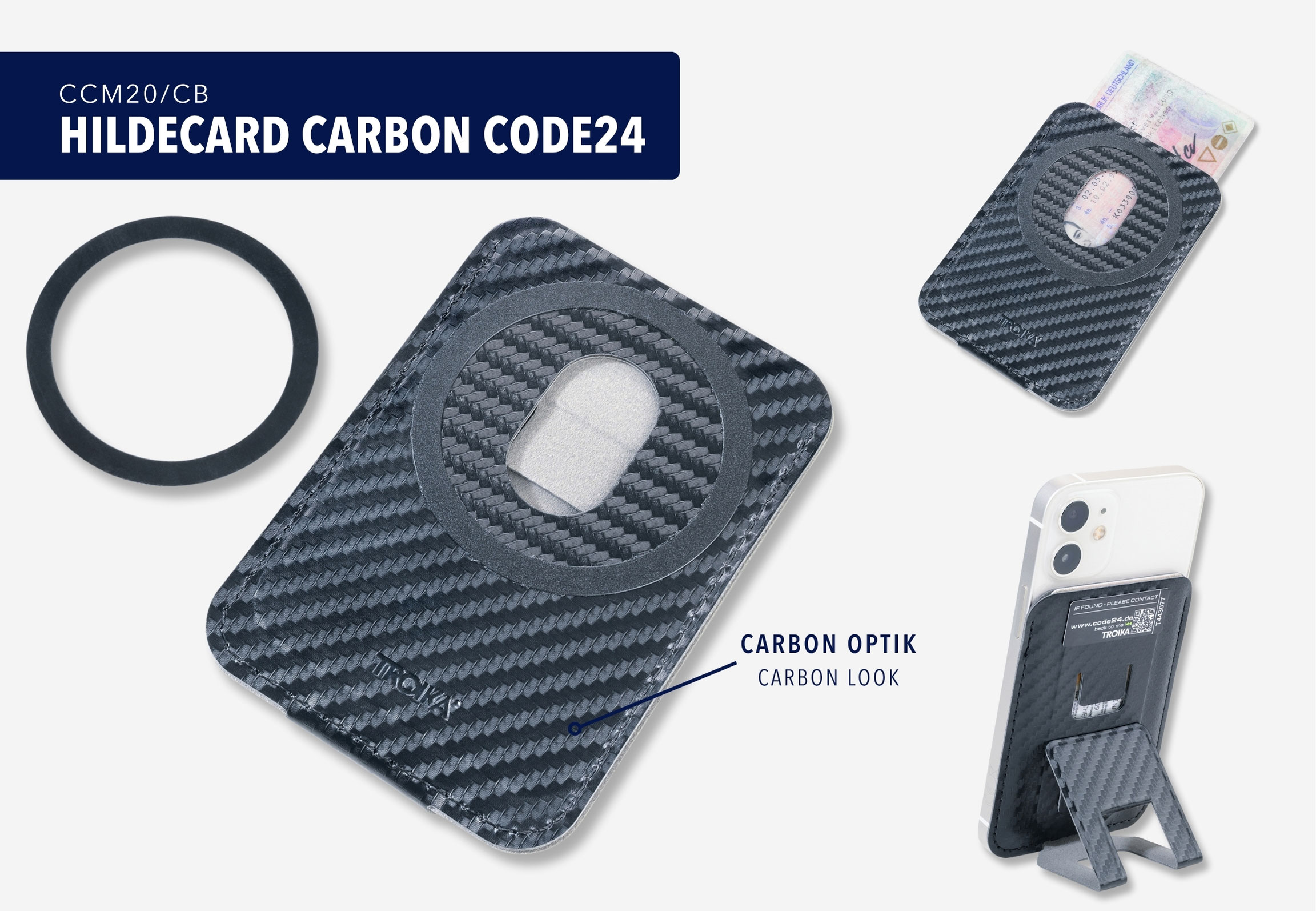 TROIKA Kartenetui HILDECARD CARBON CODE24