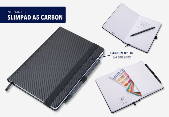 TROIKA Notizblock SLIMPAD A5 CARBON