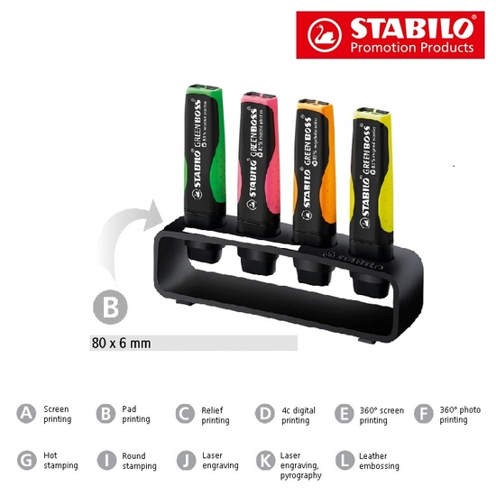 STABILO GREEN BOSS 4er Tisch-Set Leuchtmarkierer