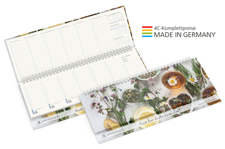Tisch-Querkalender Compact green+blue Natura