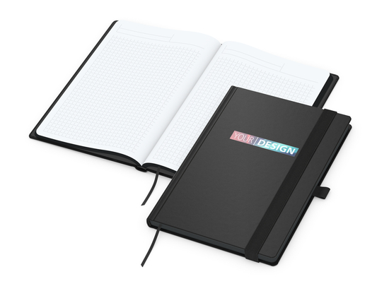 Notizbuch Hardcover Black-Book RECYCLING Ausstattung schwarz A5, Siebdruck-Digital inkl.