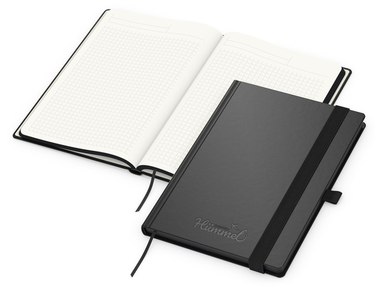 Notizbuch Hardcover Black-Book RECYCLING Ausstattung schwarz A5, Blindprägung inkl.