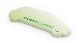Haftnotizblock Form 125 × 72 mm RECYCLING formgestanzt, Formstanzung Auto