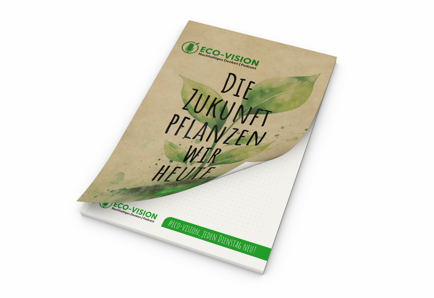 Schreibblock Cover RECYCLING Seiten/Deckblatt individuell gestaltbar, Format/Blattanzahl/Lochung DIN A4 / 100 Blatt / ohne
