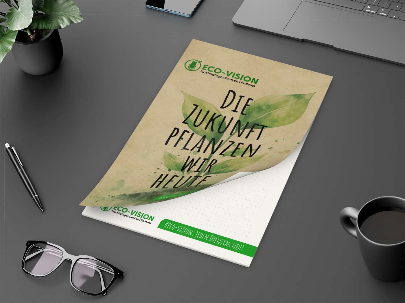 Schreibblock Cover RECYCLING Seiten/Deckblatt individuell gestaltbar, Format/Blattanzahl/Lochung DIN A4 / 50 Blatt / 2-fach