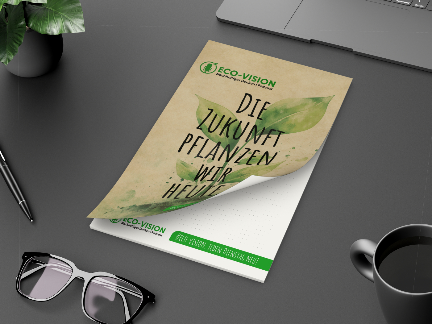 Schreibblock Cover RECYCLING Seiten/Deckblatt individuell gestaltbar, Format/Blattanzahl/Lochung DIN A5 / 50 Blatt / 2-fach
