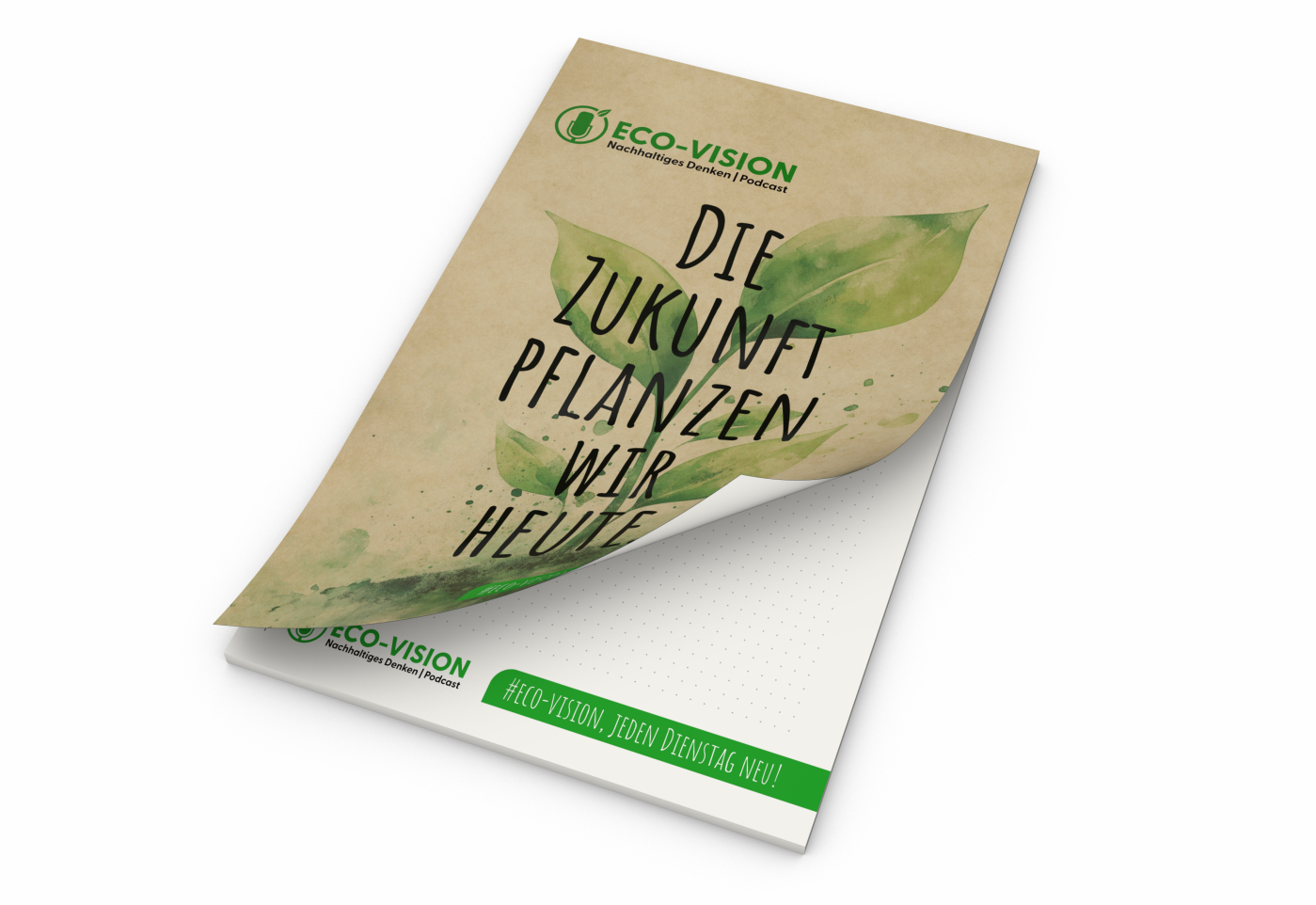 Schreibblock Cover RECYCLING Seiten/Deckblatt individuell gestaltbar, Format/Blattanzahl/Lochung DIN A5 / 50 Blatt / ohne
