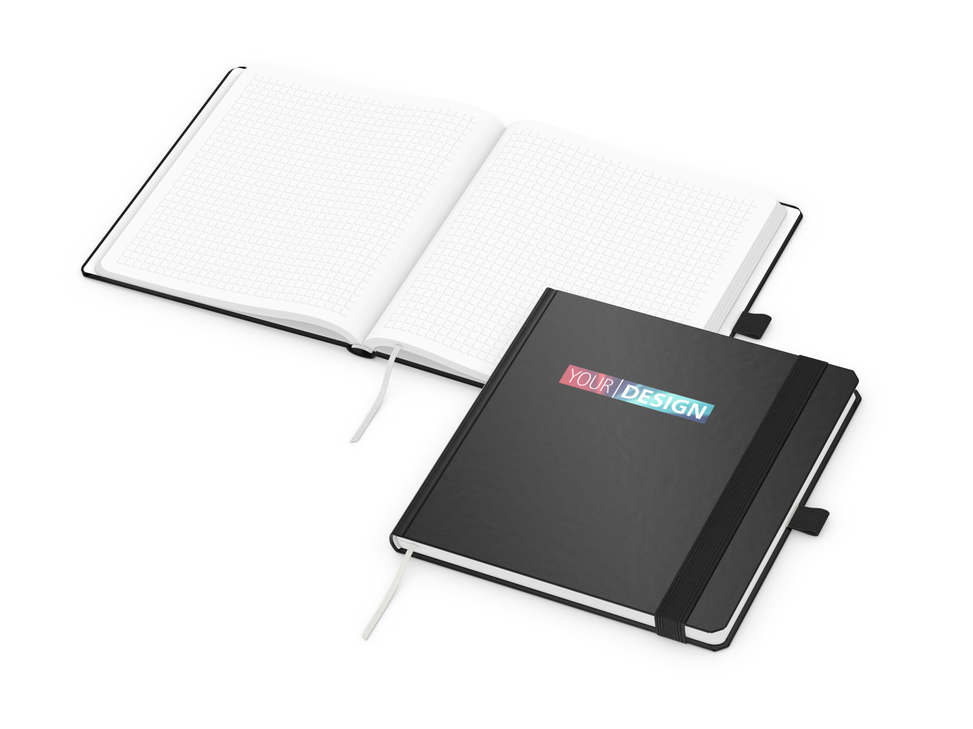 Notizbuch Hardcover Square-Book quadratisch 170 × 170 mm, Siebdruck-Digital inkl.
