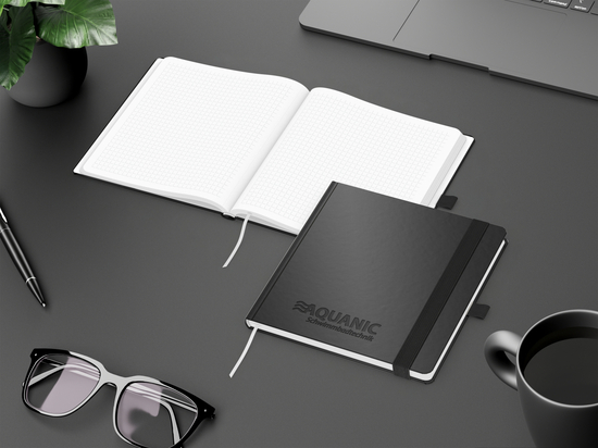 Notizbuch Hardcover Square-Book quadratisch 170 × 170 mm, Siebdruck-Digital inkl.