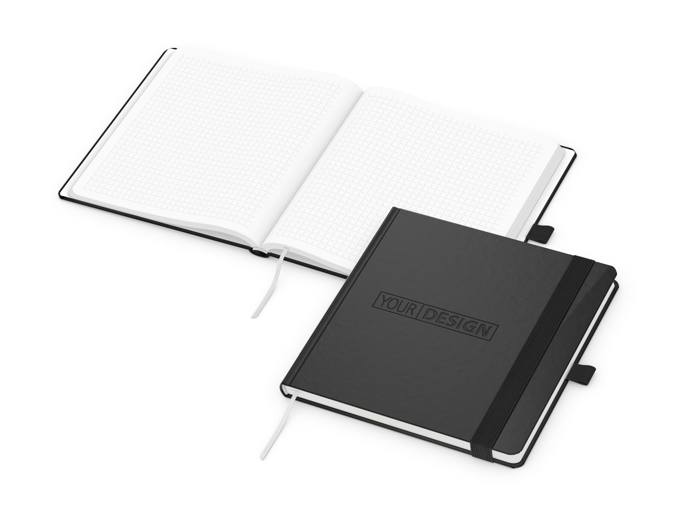 Notizbuch Hardcover Square-Book quadratisch 170 × 170 mm, Blindprägung inkl.