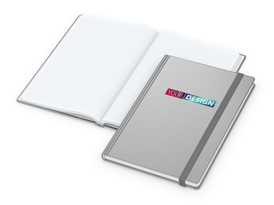 Notizbuch Hardcover Easy-Book Vollkaro Gummiband schmal A5, Siebdruck-Digital inkl.