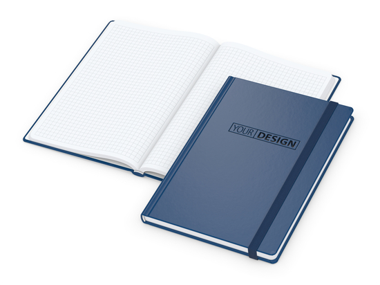 Notizbuch Hardcover Easy-Book Vollkaro Gummiband schmal A5, Prägung schwarz-glänzend inkl.