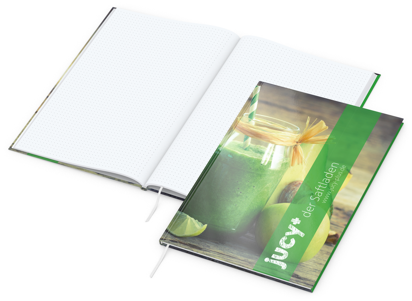 Notizbuch Memo-Book Umfang klein Hardcover individuell bedruckt, DIN A4, Lineatur Punktraster, Einband-Oberfläche glänzend