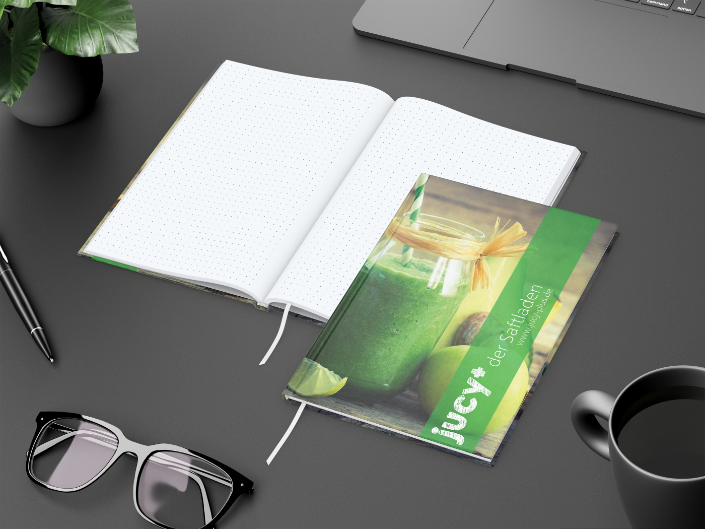 Notizbuch Memo-Book Umfang klein Hardcover individuell bedruckt, DIN A5, Lineatur Punktraster, Einband-Oberfläche matt