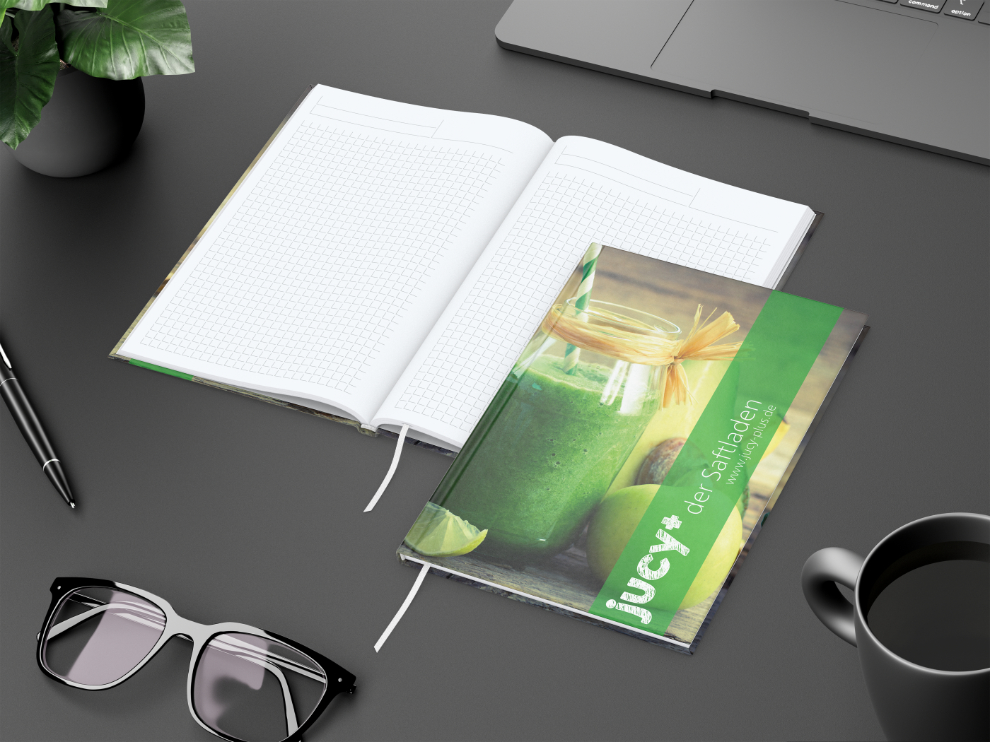 Notizbuch Memo-Book Umfang klein Hardcover individuell bedruckt, DIN A5, Lineatur Winkelkaro, Einband-Oberfläche matt