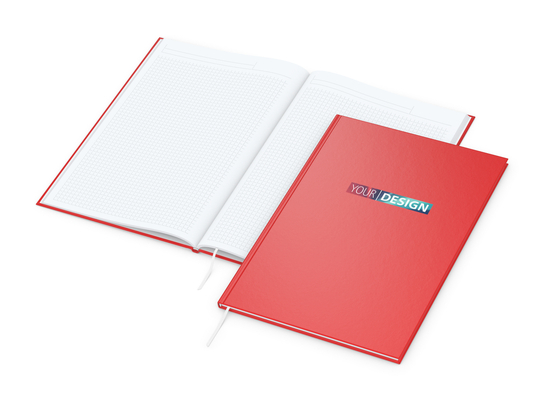Notizbuch Memo-Book Umfang klein Hardcover matt-farbig, DIN A4, Lineatur Winkelkaro