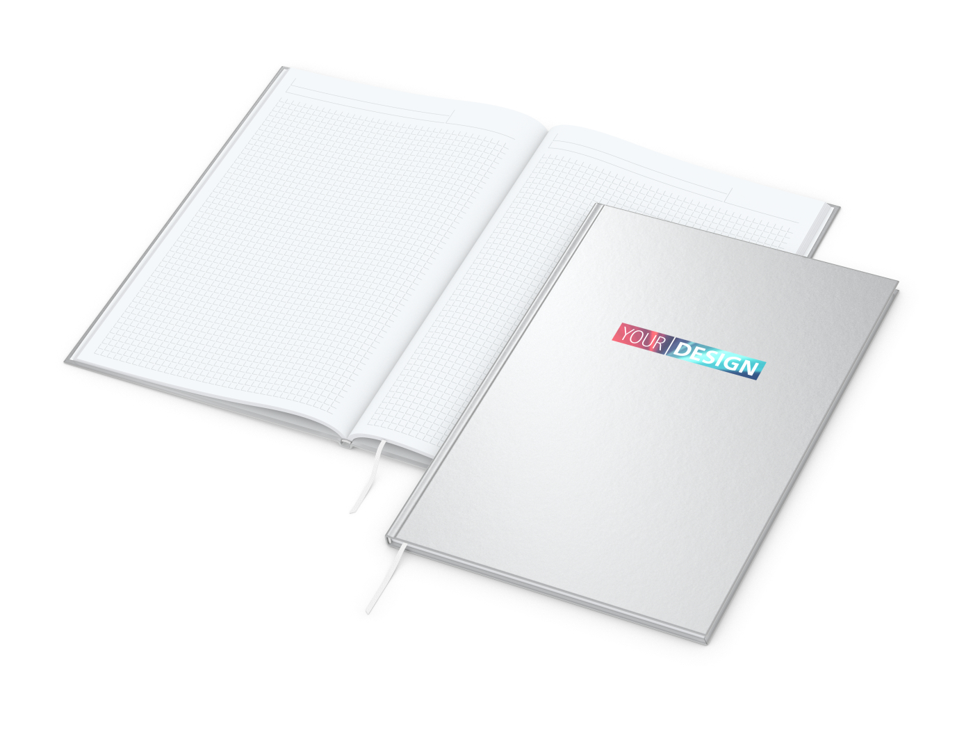 Notizbuch Memo-Book Umfang klein Hardcover matt-farbig, DIN A4, Lineatur Winkelkaro