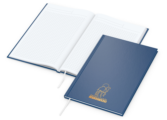 Notizbuch Memo-Book Umfang klein Hardcover matt-farbig, DIN A5, Lineatur Winkelkaro