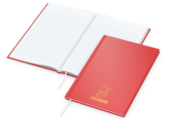 Notizbuch Memo-Book Umfang klein Hardcover matt-farbig, DIN A5, Lineatur Winkelkaro