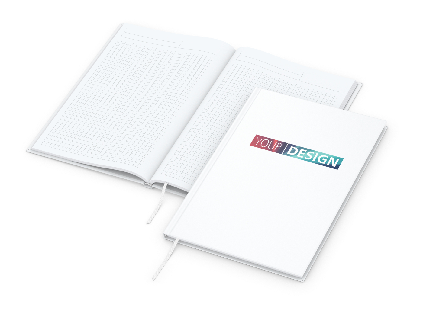 Notizbuch Memo-Book Umfang klein Hardcover matt-farbig, DIN A5, Lineatur Winkelkaro