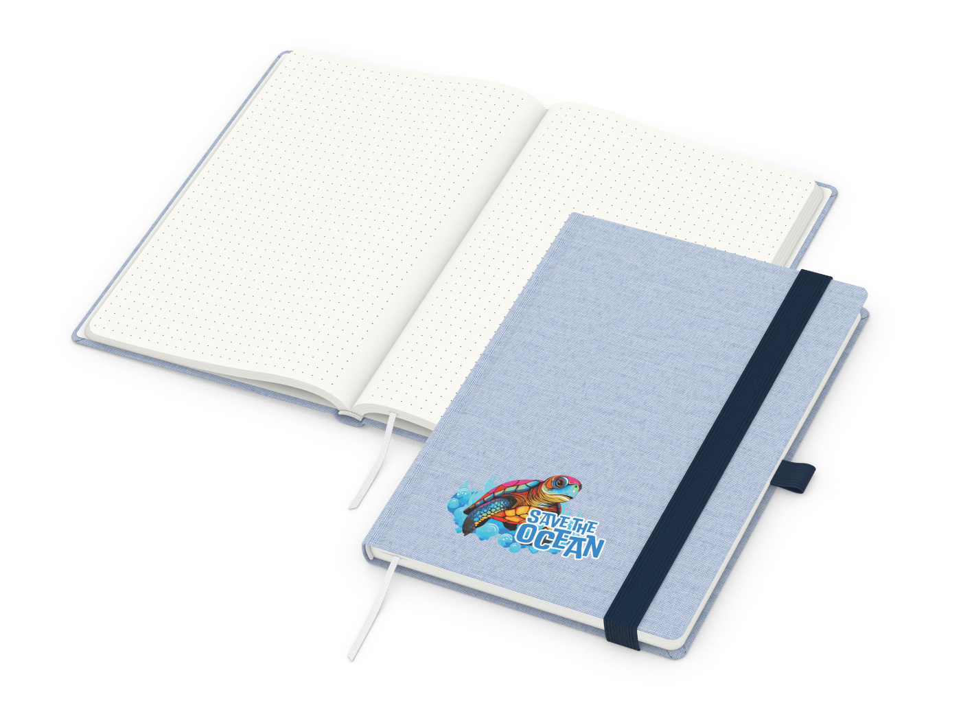 Notizbuch Ocean-Book RECYCLING rPET-Hardcover farbig A5, Lineatur Punktraster, Material-Infoblatt nein
