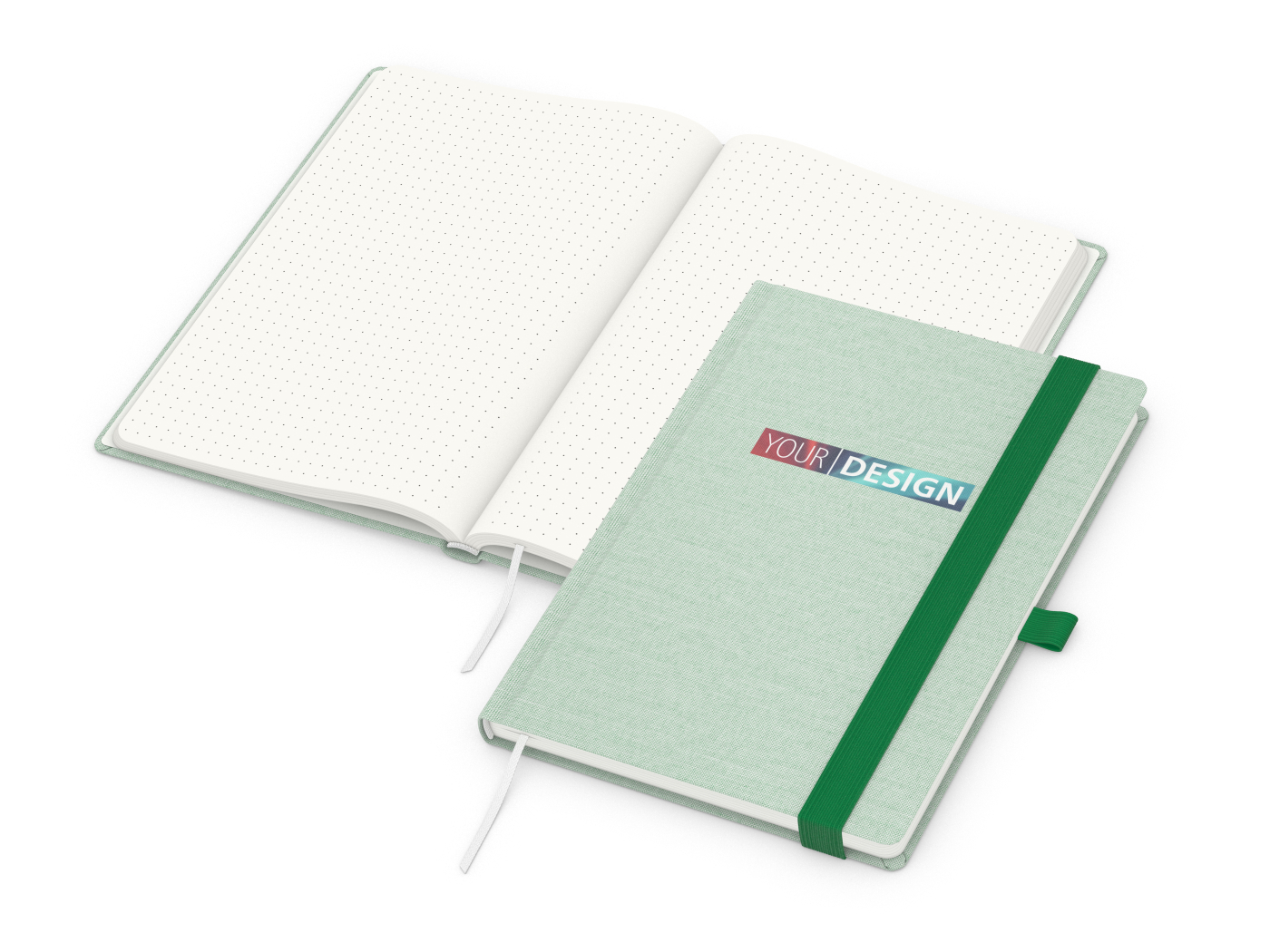 Notizbuch Ocean-Book RECYCLING rPET-Hardcover farbig A5, Lineatur Punktraster, Material-Infoblatt nein