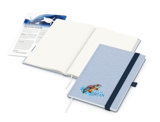 Notizbuch Ocean-Book RECYCLING rPET-Hardcover farbig A5, Lineatur Punktraster, Material-Infoblatt ja