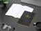 Notizbuch Tablet-Book Farbschnitt Naturkarton-Softcover schwarz, Papierformat/Lineatur DIN A5 / Punktraster, Farbschnitt/Logodruck gelb/gelb