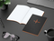 Notizbuch Tablet-Book Farbschnitt Naturkarton-Softcover schwarz, Papierformat/Lineatur DIN A5 / Punktraster, Farbschnitt/Logodruck orange/orange
