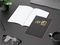 Notizbuch Tablet-Book Farbschnitt Naturkarton-Softcover schwarz, Papierformat/Lineatur DIN A5 / Punktraster, Farbschnitt/Logodruck rot/4farbig