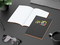 Notizbuch Tablet-Book Farbschnitt Naturkarton-Softcover schwarz, Papierformat/Lineatur DIN A5 / Punktraster, Farbschnitt/Logodruck orange/4farbig
