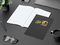 Notizbuch Tablet-Book Farbschnitt Naturkarton-Softcover schwarz, Papierformat/Lineatur DIN A4 / Winkelkaro, Farbschnitt/Logodruck schwarz/4farbig